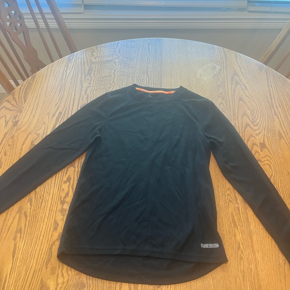 Omni Wool Base Layer Wool Blend Long Sleeve Shirt Crew Neck Men’s Black Size S